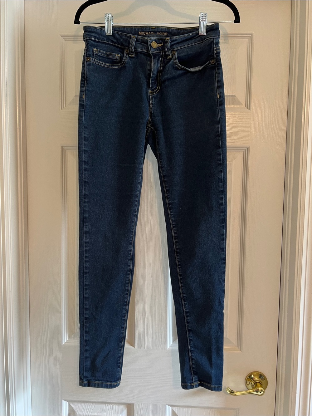 Michael Kors Dark Blue Mid Rise Skinny Jeans for Women, Size 4